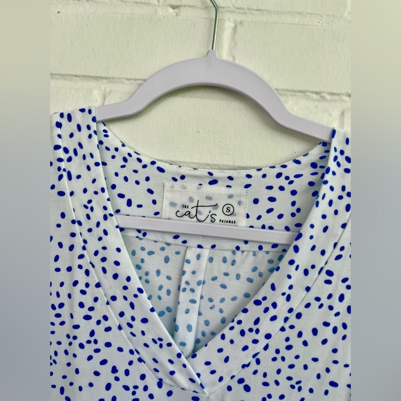 Size Small The Cat’s Pajamas Blue Polka Dot Sleeveless Nightgown - Picture 2 of 4